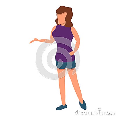 Woman says icon, cartoon style Vector Illustration