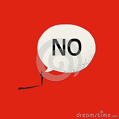 Woman says no vector concept. Symbol of refusal, rejecting abuse, harassment and violence. Minimal illustration art. Vector Illustration