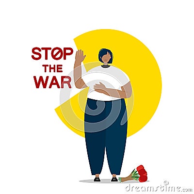 Woman says stop to war Vector Illustration