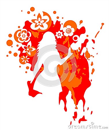 Woman on a scarlet background Vector Illustration