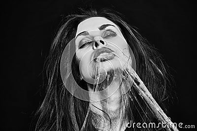 woman scary costume halloween holiday witch Stock Photo