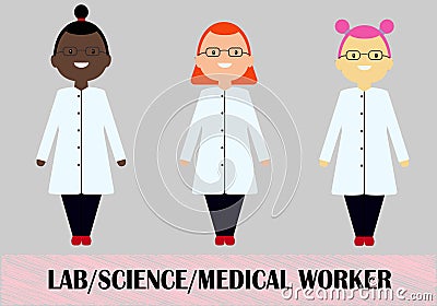 Woman scientist medical worker flat design Vector Illustration