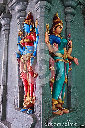 Woman sculpture in Dhoby Ghaut Temple Stock Photo