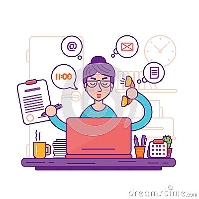 Woman secretary or female personal assistant vector illustration Vector Illustration