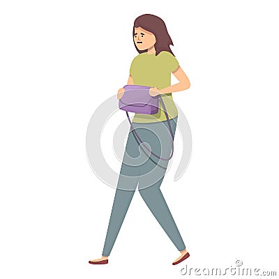 Woman self defence bag icon cartoon vector. Martial fight Vector Illustration