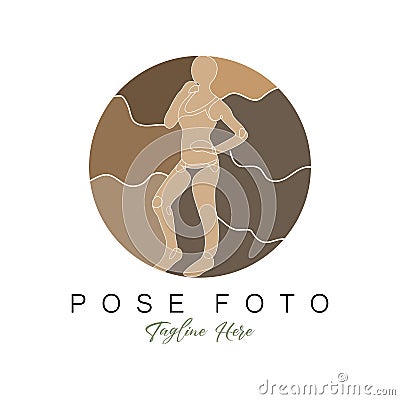 Woman Selfie Pose Logo Design, Photo Style Vector Illustration Vector Illustration