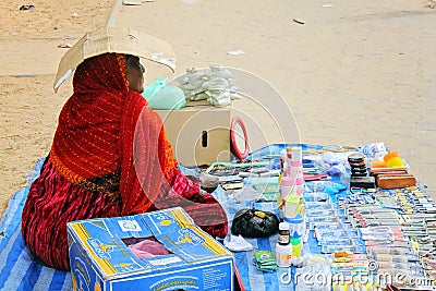 Woman selling goods on the market in Tripoli, Libia Editorial Stock Photo