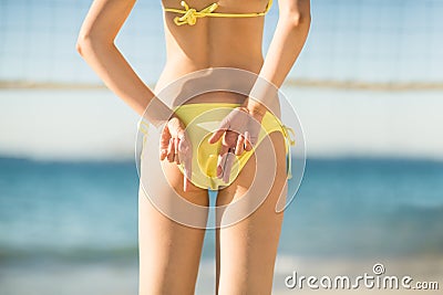 woman serve at a volley ball match Stock Photo