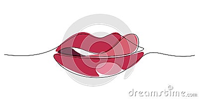 woman sexy lips licking one line drawing Vector Illustration