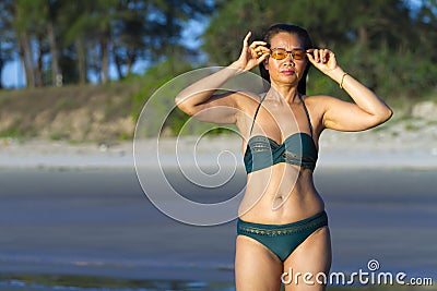 Woman shape sexy with bikini and sunlight on Stock Photo