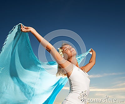 Woman with a shawl Stock Photo