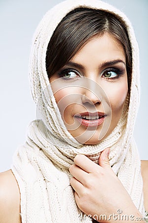 Woman shawl portrait Stock Photo