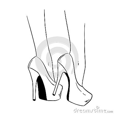 Woman shoes with high heels. Fashion illustration Vector Illustration