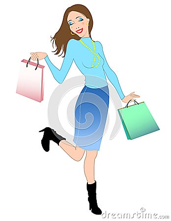 Woman during the shopping Vector Illustration