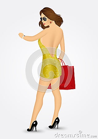 Woman with shopping bag Vector Illustration