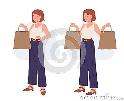 Woman with shopping bags. happy woman enjoy shopping. cartoon vector illustration Vector Illustration