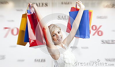 Woman shopping during sales season Stock Photo