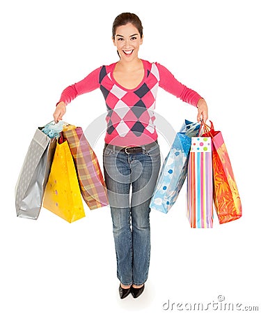 Woman on a Shopping Spree Stock Photo