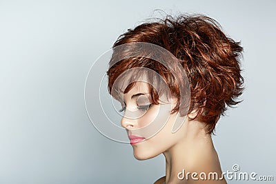 Woman with short haircut Stock Photo