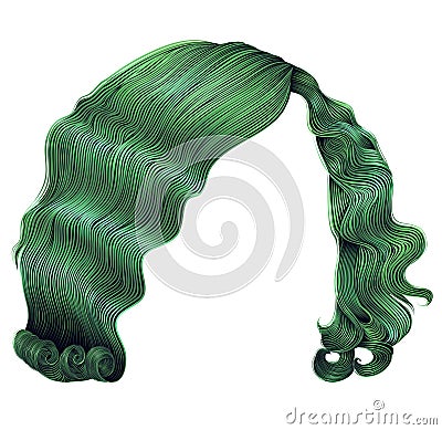 Woman short hairs green . fashion beauty retro style realistic 3d . Stock Photo