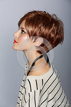 Woman with short red hair Stock Photo