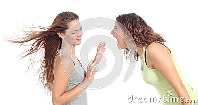 Woman shouting angry to another one Stock Photo