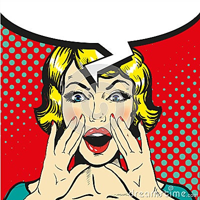 Woman shouting pop art comic retro vector. Speech bubble Vector Illustration