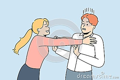 Woman show affection to frustrated man Vector Illustration