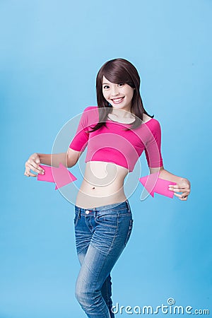 Woman show her waist Stock Photo