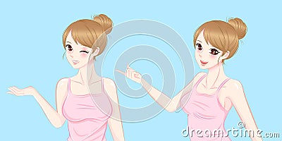 Woman show something to you Vector Illustration