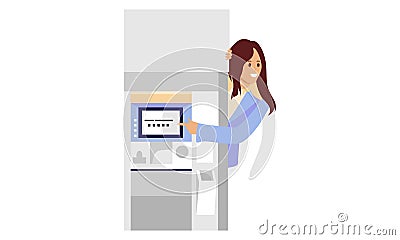 Woman showed an money machine Vector Illustration