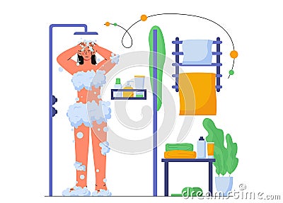Woman in shower vector concept Vector Illustration