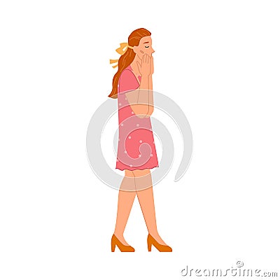 Female character expressing surprise Vector Illustration