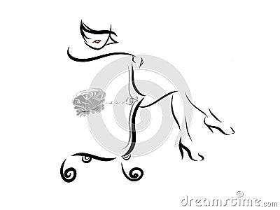 Woman silhouette outline sitting on royal fancy chair Stock Photo