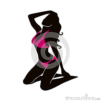 woman silhouette posing in a bikini suit. Vector illustration decorative design Vector Illustration