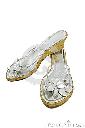 Woman silver fashion shoes Stock Photo