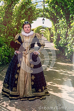 Woman in the similitude of Marguerite of Navarre, queen of France Stock Photo