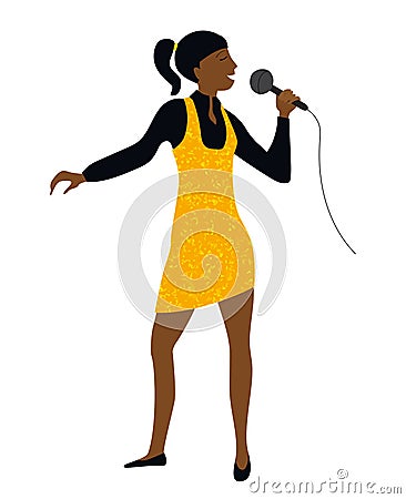 Woman sing into microphone vector Vector Illustration