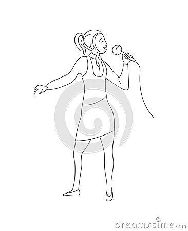 Woman sing into microphone vector Vector Illustration