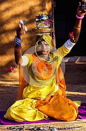 Woman Singer Performing in Rajastan India Editorial Stock Photo