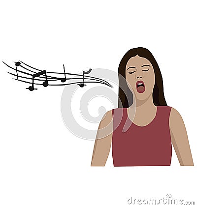 Woman singing opera Vector Illustration