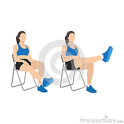 Woman sit on the chair and doing Straight leg alphabet writing lift Vector Illustration