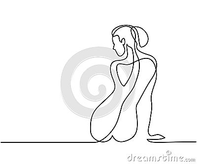 Woman sitting back Vector Illustration