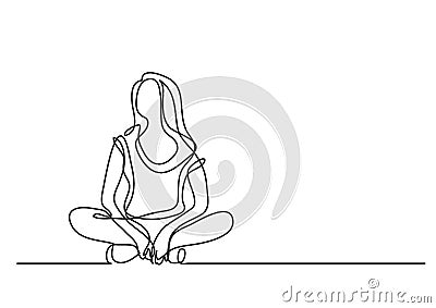 Woman sitting relaxed - continuous line drawing Vector Illustration