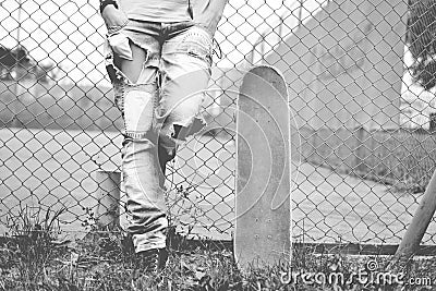 Woman with the skateboard Stock Photo