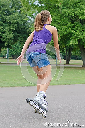 Woman is skating. Stock Photo