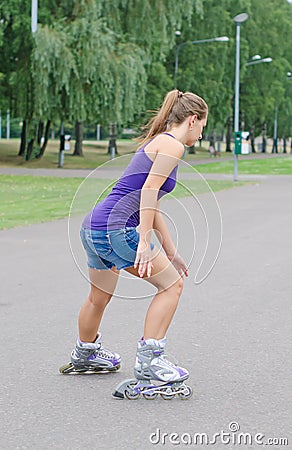 Woman is skating. Stock Photo