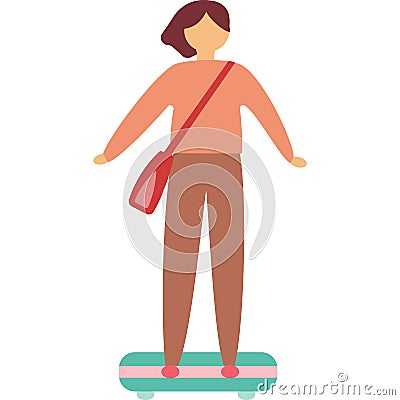 Woman skating vector girl on skateboard icon Vector Illustration