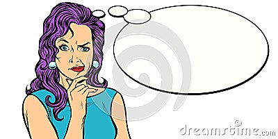 Woman skeptical person mimics comic balloon Vector Illustration