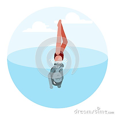 Woman sketch dives Vector Illustration